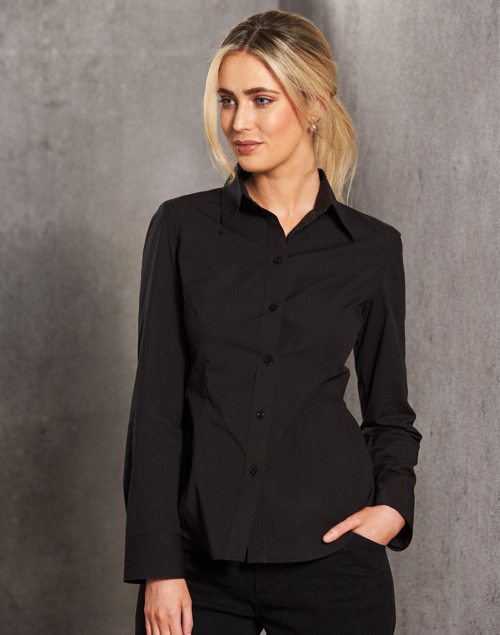 black long sleeve formal shirt womens