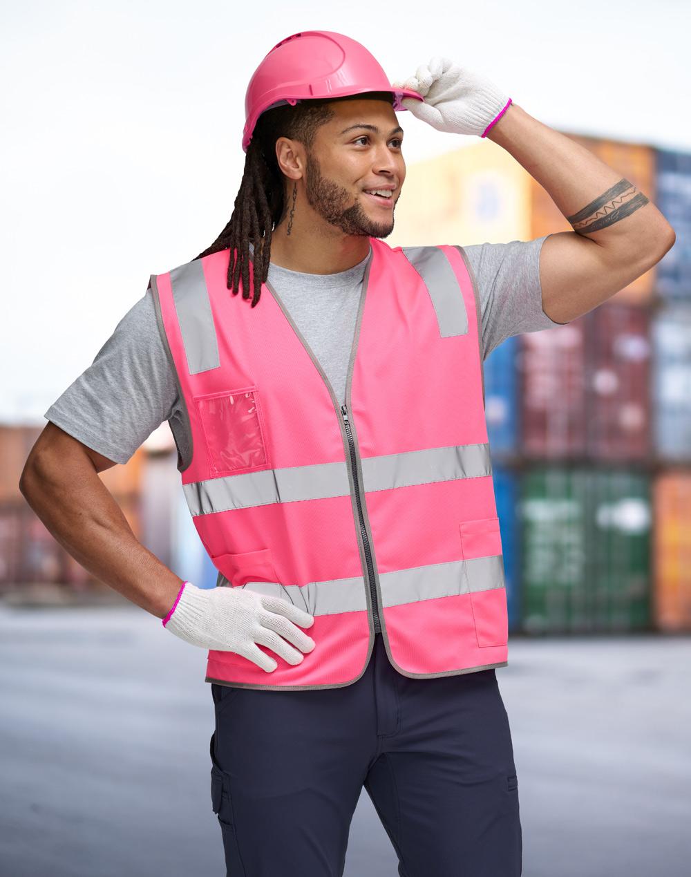 Hi Vis Safety Zip Vest With ID & Utility Pockets